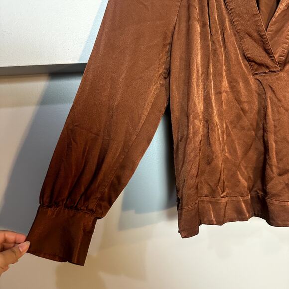 Rails Wynna Top Cedar Brown/Orange Silky Blouse SZ SMALL MSRP $234 EUC - Picture 7 of 16